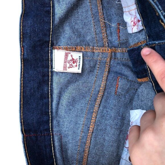 True Religion Embroidered Jeans Shorts Size 38 BOBBY Blue - Picture 11 of 11